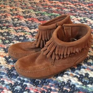 Minnetonka Classic Fringe Side Zip Moccasins